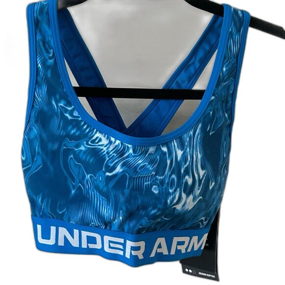 Under Armour Sports Bra Women’s Size SM Mid Printed Cross back Sports Bra NWT - Picture 1 of 9